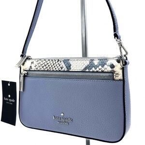 Kate Spade Leila Convertible Leather Mini Pachette Bag Snakeskin Blue